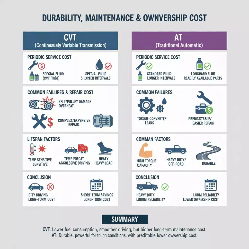 مقایسه مصرف سوخت گیربکس CVT و AT